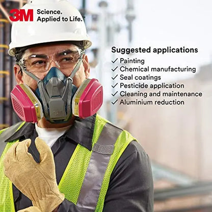 3M P100 Respirator Cartridge/Filter 60923, 1 Pair, Helps Protect Against Organic Vapors, Acid Gases, and Particulates,Magenta, Yellow 3M