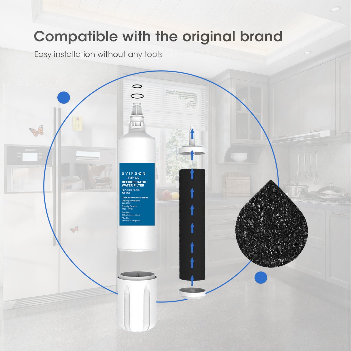 4204490 Water Filter & 7007067/7042798 Air Purification Cartridge Combo Pack - Compatible with Sub-Zero 4204490, 4290510 Refrigerator Water Filter, 7042798/7007067 Air filter.