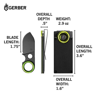 Gerber Gear GDC Money Clip with Pocket Knife - Fixed Blade Knife and Case - EDC Gear and Equipment Stocking Stuffers - Stainless Steel