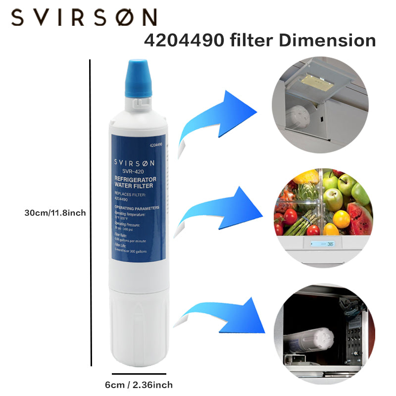 4204490 Refrigerator Water Filter Replacement for Sub-Zero 4204490 Compatible with 4290510, 9030868 - Clean Water