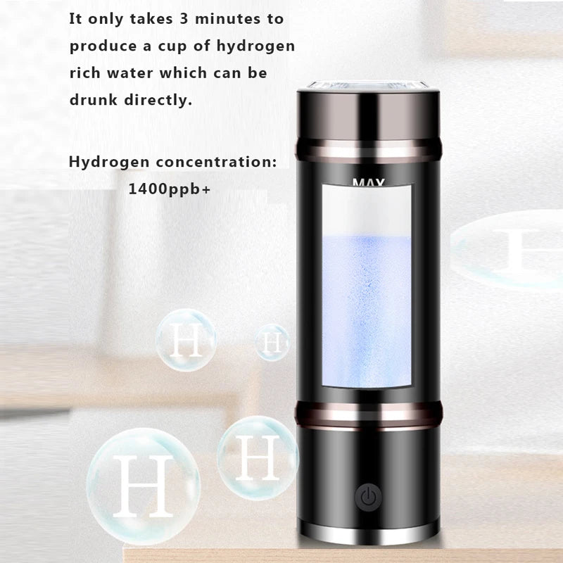 360ML SPE/PEM Rich Hydrogen Generator Cup Water Filter Portable Stainless Steel Water Alkaline Ionizer Bottle with Drain Hole