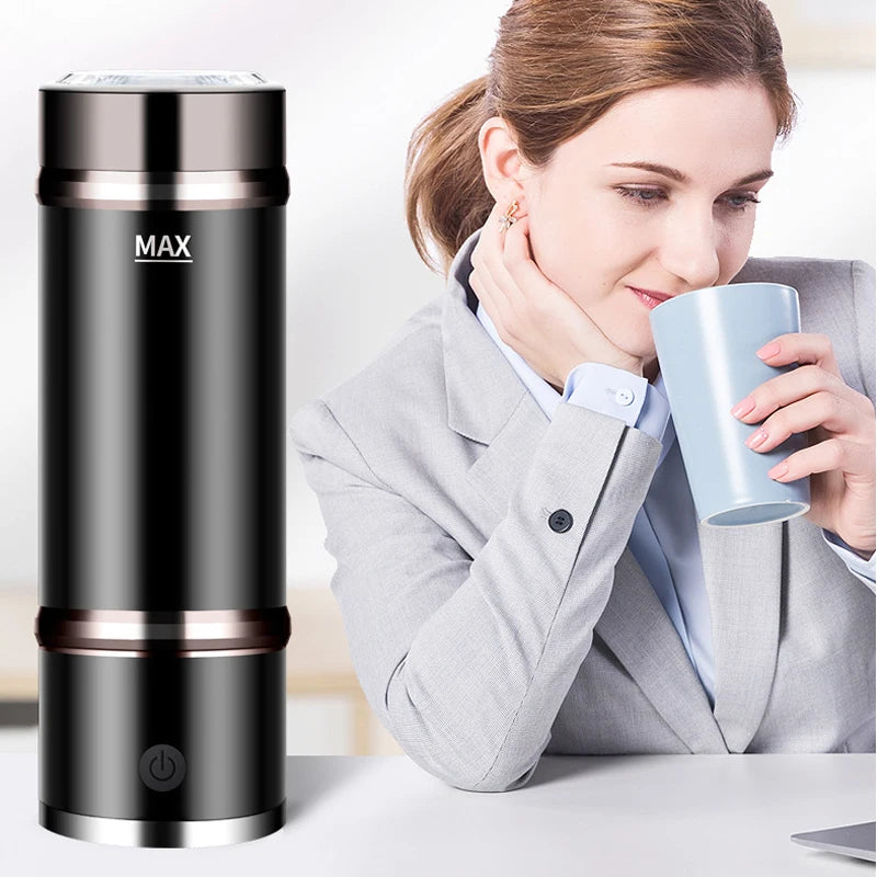 360ML SPE/PEM Rich Hydrogen Generator Cup Water Filter Portable Stainless Steel Water Alkaline Ionizer Bottle with Drain Hole