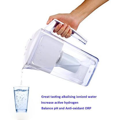 2.5L Mineral Hydrogen Alkaline Ionizer Water Filter Pitcher System & Replacement Filter Cartridges Home Water Purifier Alka jug