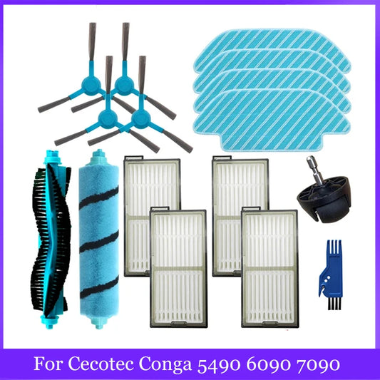 Accessories For Cecotec Conga 5490 6090 7090 Robot Vacuum Cleaner Main Side Brush Hepa Filter Mop Cloth Replacement Spare Parts