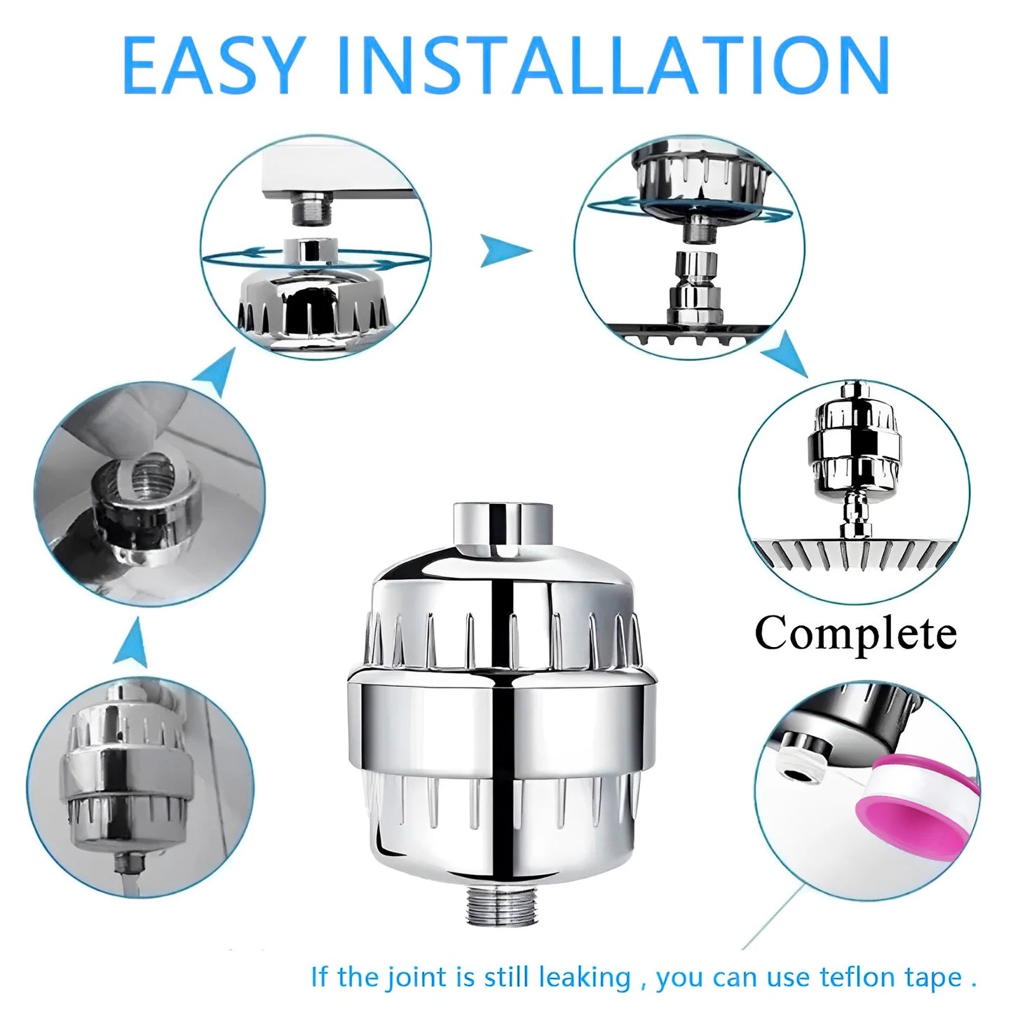 Shower Water Filter Plastic Shower Head Hard Water Filter with 2 Replaceable Cartridges Bath Room Faucet Replacement Parts