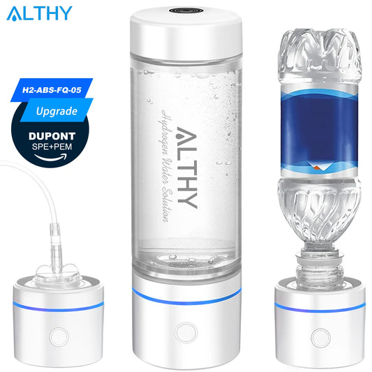 ALTHY Hydrogen Rich Water Generator Bottle DuPont SPE&PEM Dual Chamber Technology + H2 Inhalation Device