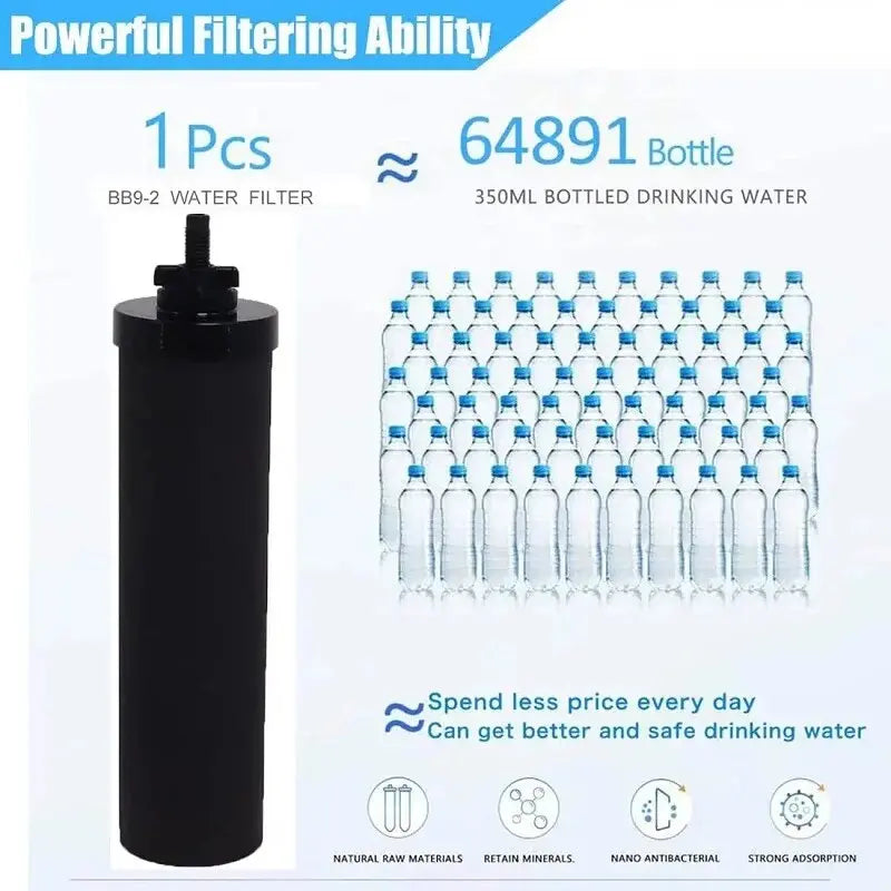 Replacement 2 BB9-2 and 2 Fluoride Water Filter PF-2 Compatible with Black Berkey Gravity Water Filtering System Svirsonfilter